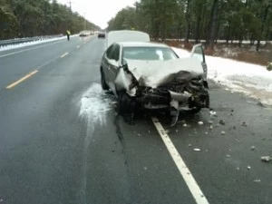 Car strikes plow Car strikes plow