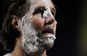 R.A. Dickey #43 of the New York Mets gets a shaving cream pie in the face after pitching a complete game one hitter against the Baltimore Orioles R.A. Dickey #43 of the New York Mets gets a shaving cream pie in the face after pitching a complete game one hitter against the Baltimore Orioles