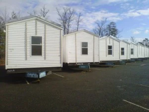 FEMA trailers lined up at Six Flags Great Adventure in Jackson FEMA trailers lined up at Six Flags Great Adventure in Jackson