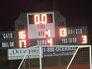 Scoreboard shows final score of Pinelands-Point game Scoreboard shows final score of Pinelands-Point game