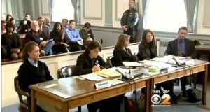 (L-R) Rachel Canning, her attorney and parents in family court (L-R) Rachel Canning, her attorney and parents in family court